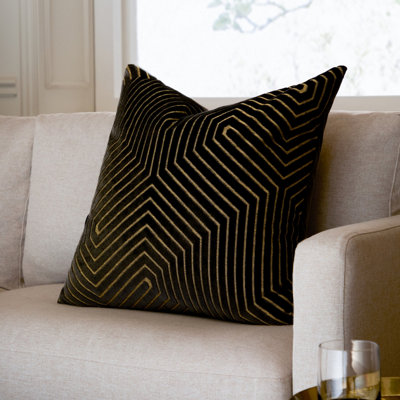 Paoletti Evoke Cut Velvet Feather Filled CushionBlack55 X 55Cm from B&Q