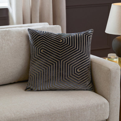 Paoletti Evoke Cut Velvet Feather Filled CushionCharcoal55 X 55Cm from B&Q