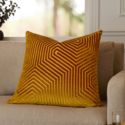 Paoletti Evoke Cut Velvet Feather Filled CushionGold55 X 55Cm from B&Q