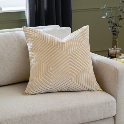 Paoletti Evoke Cut Velvet Feather Filled CushionIvory55 X 55Cm from B&Q
