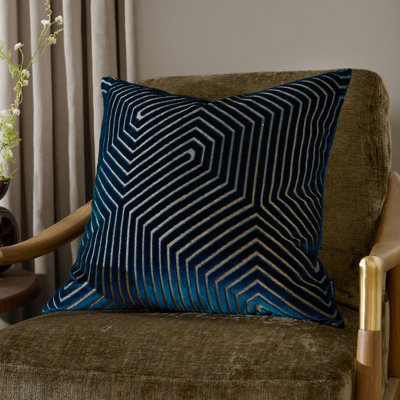 Paoletti Evoke Cut Velvet Feather Filled CushionNavy55 X 55Cm from B&Q