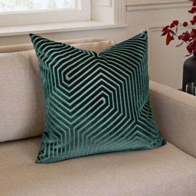 Paoletti Evoke Cut Velvet Feather Filled CushionTeal55 X 55Cm from B&Q