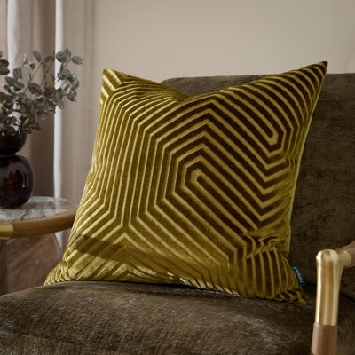 Paoletti Evoke Cut Velvet Feather Filled CushionOlive55 X 55Cm from B&Q