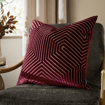 Paoletti Evoke Cut Velvet Feather Filled CushionBurgundy55 X 55Cm from B&Q