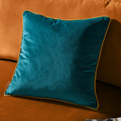 furn. Furn Meridian Velvet Cushion CoverTeal/ochre55 X 55Cm from B&Q