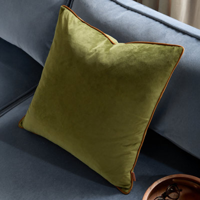 furn. Furn Meridian Velvet Feather Filled CushionOlive/ginger55 X 55Cm from B&Q