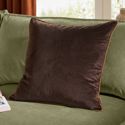 furn. Furn Meridian Velvet Feather Filled CushionChocolate/caramel55 X 55Cm from B&Q