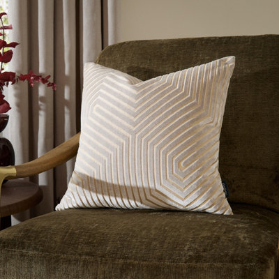 Paoletti Evoke Cut Velvet Feather Filled CushionOyster45 X 45Cm from B&Q