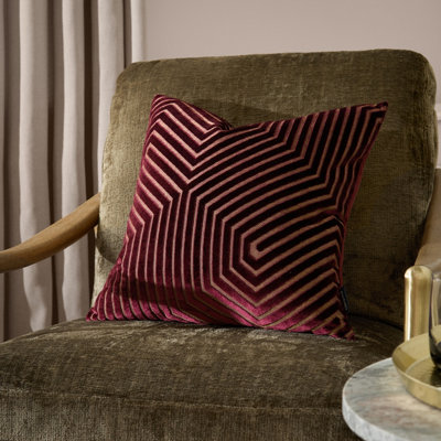 Paoletti Evoke Cut Velvet Feather Filled CushionBurgundy45 X 45 Cm from B&Q
