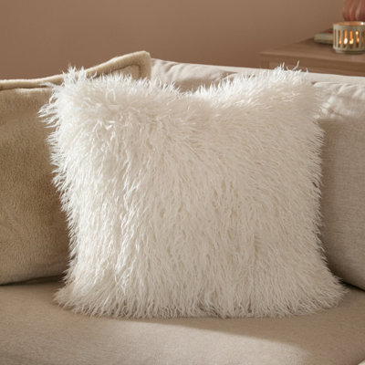 furn. Furn Rowan Faux Fur Feather Filled CushionEcru50 X 50Cm from B&Q