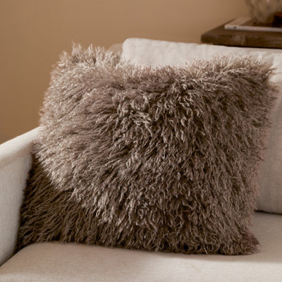 furn. Furn Rowan Faux Fur Feather Filled CushionMocha50 X 50Cm from B&Q