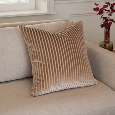 Paoletti Savoy Stripe Velvet Feather Filled Cushion from B&Q