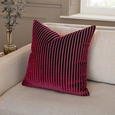 Paoletti Savoy Stripe Velvet Feather Filled Cushion from B&Q
