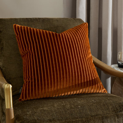 Paoletti Savoy Stripe Velvet Feather Filled Cushion from B&Q