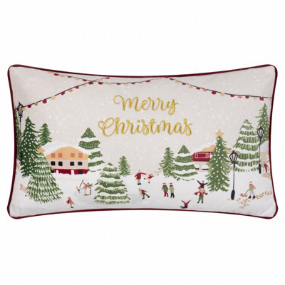 B&Q - Furn. Joy To All Embroidered Velvet Cushion Cover