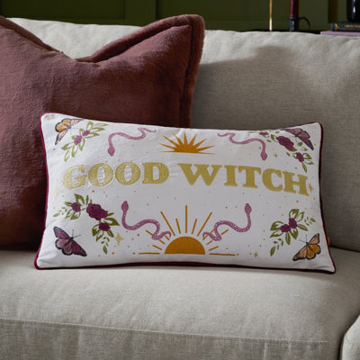 B&Q - Furn. Good Witch Embroidered Velvet Polyester Filled Cushion