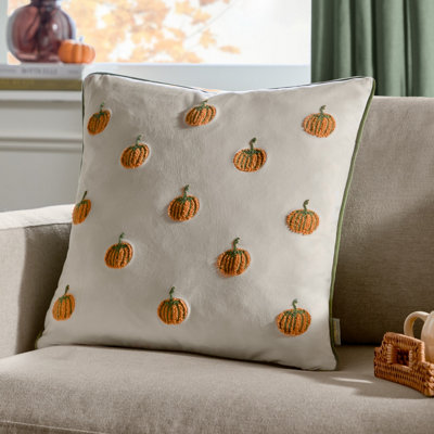 furn. Wylder Pumpkin Spice Tufted Velvet Polyester Filled Cushion from B&Q