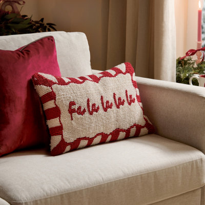 B&Q - Furn. Candy Fa La La Tufted Feather Filled Cushion 30Cm X 50CmRed/white