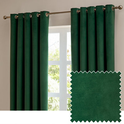 furn. Furn The Ultimate Velvet Room Darkening Eyelet Curtain PairEmerald(W) 117 X (D) 183Cm from B&Q