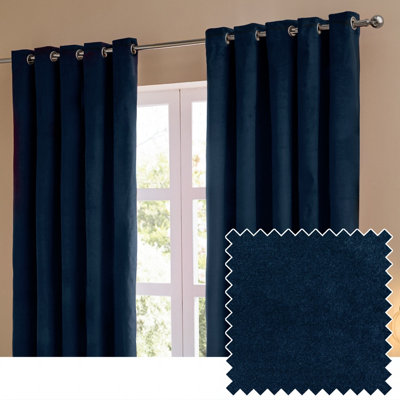 furn. Furn The Ultimate Velvet Room Darkening Eyelet Curtain PairRoyal(W) 168 X (D) 137Cm from B&Q