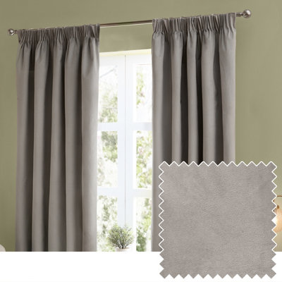 furn. Furn The Ultimate Velvet Room Darkening Pencil Pleat Curtain PairSilver(W) 229 X (D) 137Cm from B&Q