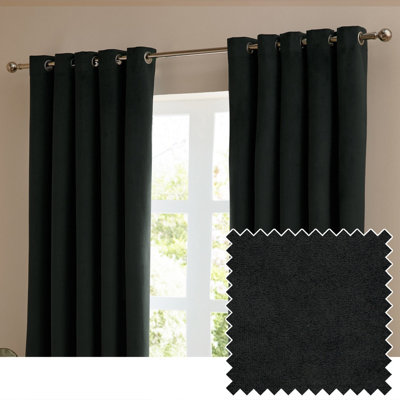 furn. Furn The Ultimate Velvet Room Darkening Eyelet Curtain PairBlack(W) 229 X (D) 183Cm from B&Q