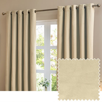 furn. Furn The Ultimate Velvet Room Darkening Eyelet Curtain PairNatural(W) 229 X (D) 229Cm from B&Q