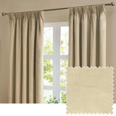 furn. Furn The Ultimate Velvet Room Darkening Pencil Pleat Curtain PairNatural(W) 229 X (D) 229Cm from B&Q