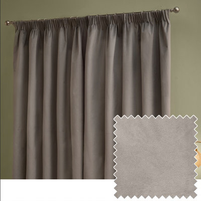furn. Furn The Ultimate Velvet Blackout Pencil Pleat Curtain PairSilver(W) 168 X (D) 229Cm from B&Q