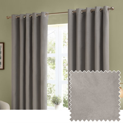 furn. Furn The Ultimate Velvet Blackout Eyelet Curtain PairSilver(W) 229 X (D) 183Cm from B&Q