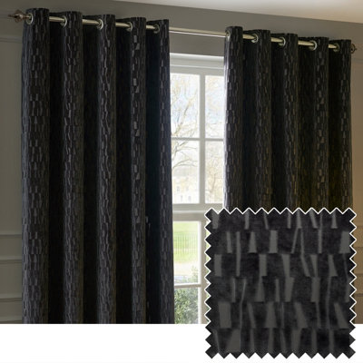 B&Q -  Manhattan Velvet Room Darkening Eyelet Curtain PairCharcoal(W) 168 X (D) 229Cm