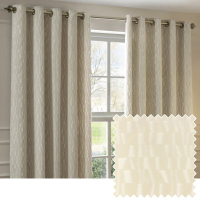 B&Q -  Manhattan Velvet Room Darkening Eyelet Curtain PairIvory(W) 229 X (D) 229Cm