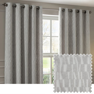 B&Q -  Manhattan Velvet Room Darkening Eyelet Curtain PairSilver(W) 229 X (D) 229Cm