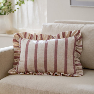 Wylder Connie Striped Ruffle Feather Filled CushionClay Pink35Cm X 50Cm