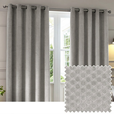 B&Q -  Neptune Fully Lined Velvet Eyelet Curtain PairSilver(W) 168 X (D) 229Cm