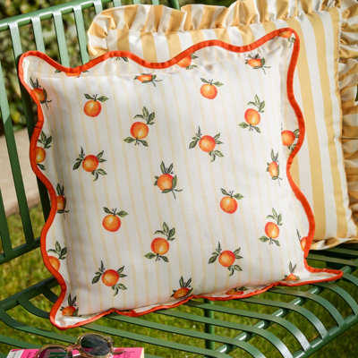 furn. Furn Fruits Oranges Striped Outdoor Cushion Cover from B&Q