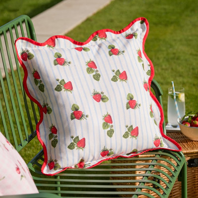 furn. Furn Fruits Strawberries Striped Outdoor Cushion Cover from B&Q