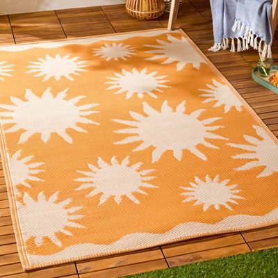 Furn Unisex Orange Summer Solstice Indoor/Outdoor Rug In | Size: 120 Cm X 180 Cm - Image 4