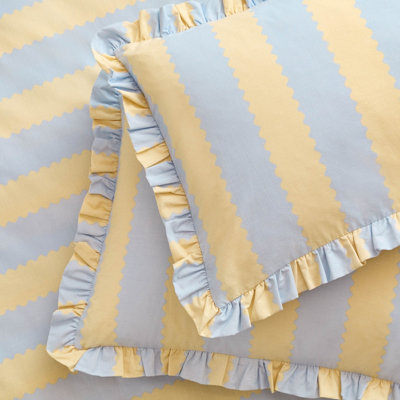 Wylder Birdie Stripe Duvet Set Lemon/Sky - Image 5