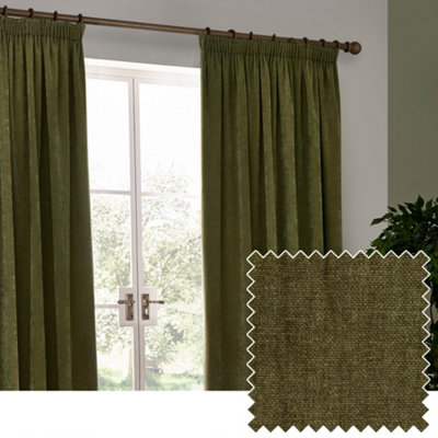 Yard Heavy Chenille Blackout Eyelet Curtain PairOlive(W) 229 X (D) 183Cm from B&Q