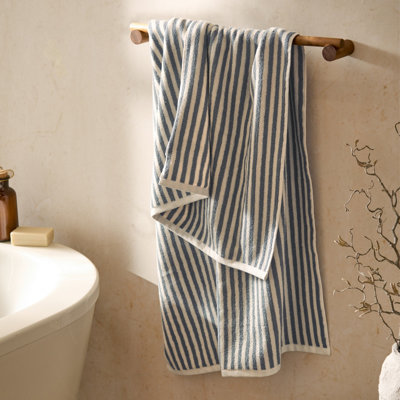 Yard Hebden Striped 100% Cotton Bath SheetMineral Blue100 X 150Cm from B&Q
