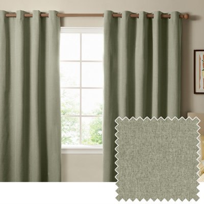 B&Q - furn. The Ultimate Blackout Textured Woven Eyelet Curtain PairSage(W) 168 X (D) 137Cm