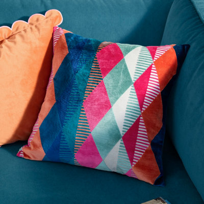 furn. Furn Metro Harlequin Velvet Cushion Cover from B&Q