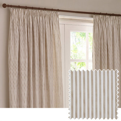 Yard Hebden Striped Cotton Blackout Pencil Pleat CurtainsNatural(W) 229 X (D) 137Cm from B&Q