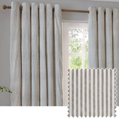 Yard Hebden Striped Cotton Blackout Eyelet CurtainsMole(W) 117 X (D) 137Cm from B&Q