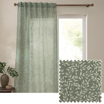 Yard Perrie Leaf Woven Sheer Curtain Panel from B&Q