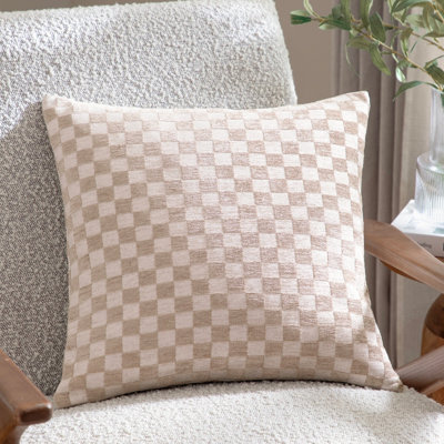 HÖEM Hoem Larro Chenille Checkerboard Feather Filled Cushion
