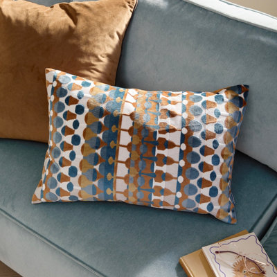 furn. Furn Metro Abstract Velvet Jacquard Feather Filled Cushion from B&Q