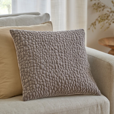 Yard Pebble Textured Chenille Feather Filled Cushion from B&Q