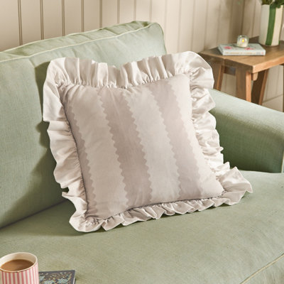 Wylder Birdie Stripe Ruffle Cushion CoverNatural45 X 45Cm from B&Q
